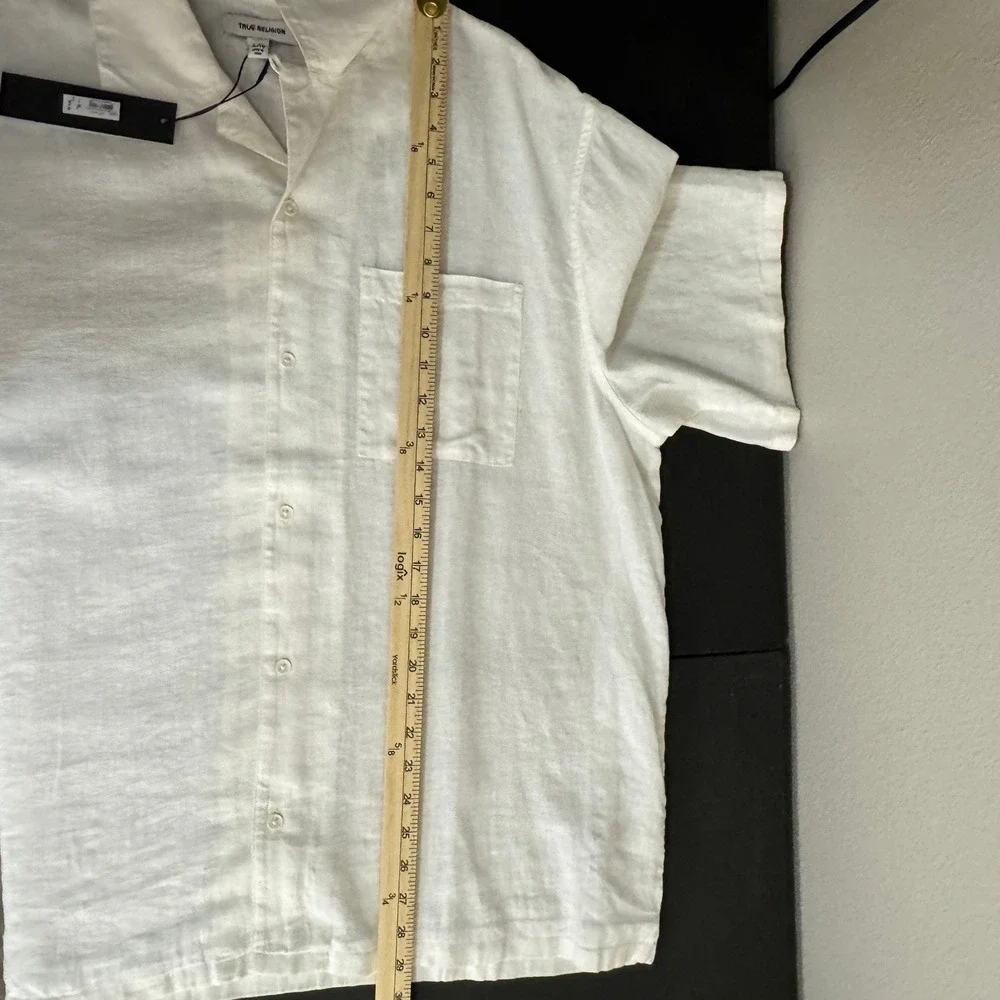 True Religion Linen Blend Shirt XLWhite NWT Coastal Resort Minimalist Camp